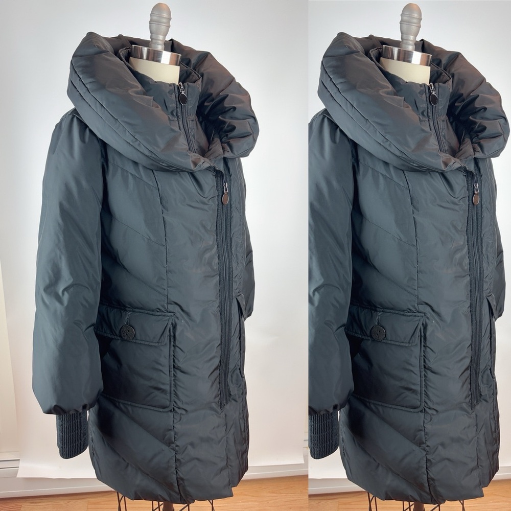 TAHARI Puffer Pillow Collar Goose Down Coat Black Size L 🌸